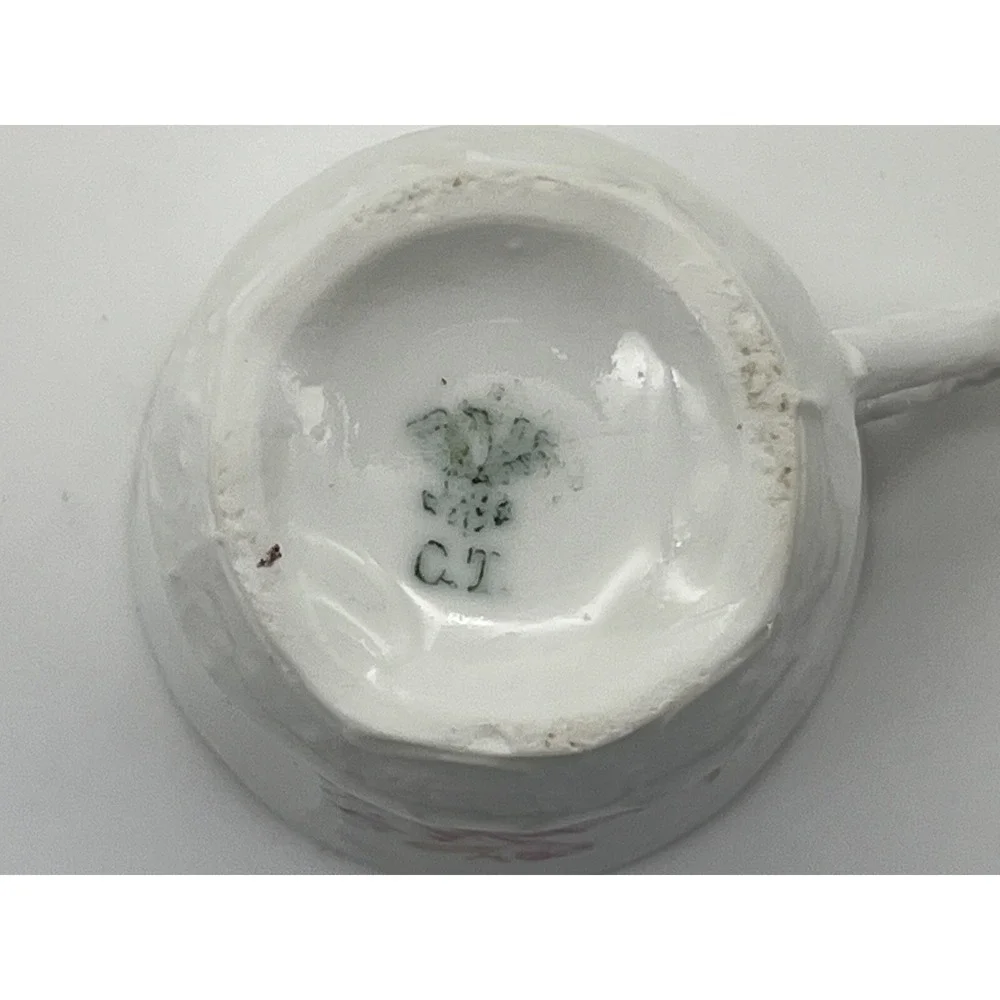 Antique Carl‎ Tielsch TC Demitasse Porcelain Teacup Floral Gold Germany 2-1/2